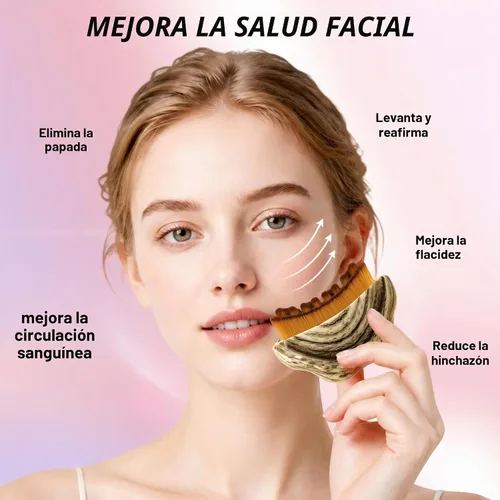 Vista 3 de Cepillo facial de drenaje linfático, masajeador Gua Sha desmontable Nuevo-2 piezas