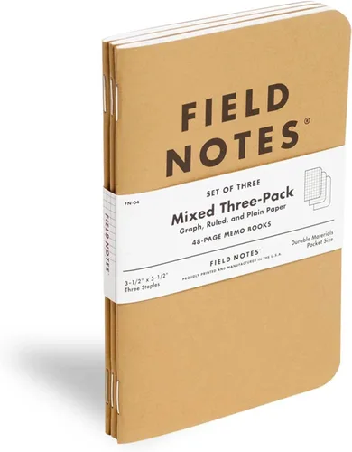 Vista 4 de Field Notes: Paquete Original de Kraft de 3 - Papel Mixto (1 Gráfico/Cuadrícula, 1 Rayado/Lineado, 1 Liso/Blanco) Cuadernos de Notas - Cuadernos