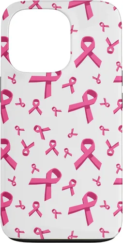 Vista 10 de Funda de soporte para iPhone 17 de mujeres de concientización sobre el cáncer de mama con patrón de cinta rosa