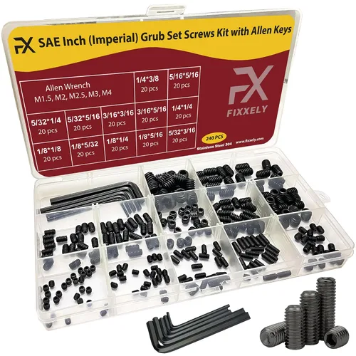 Vista 12 de Tornillos prisioneros de punta cónica, 48 piezas (M3, M4, M5, M6), cabeza hexagonal, tornillos prisioneros métricos de acero inoxidable 304, varios