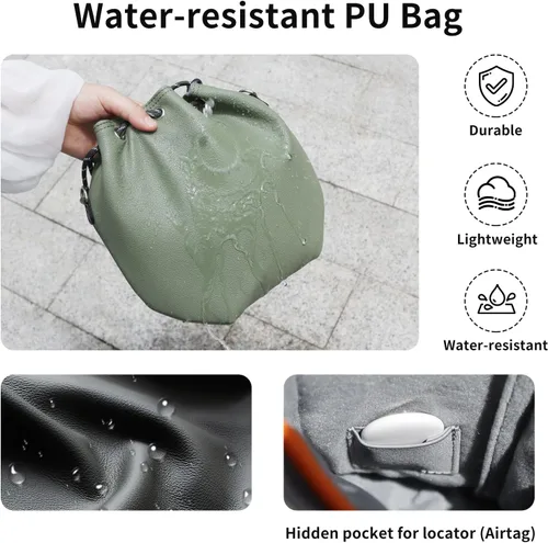 Vista 2 de CQT Bolsa Osmo 360 Mini 3 4 Pro con cordón ajustable, de piel sintética, bolsa de hombro, bolsa de almacenamiento impermeable para DJI Mavic MINI 4