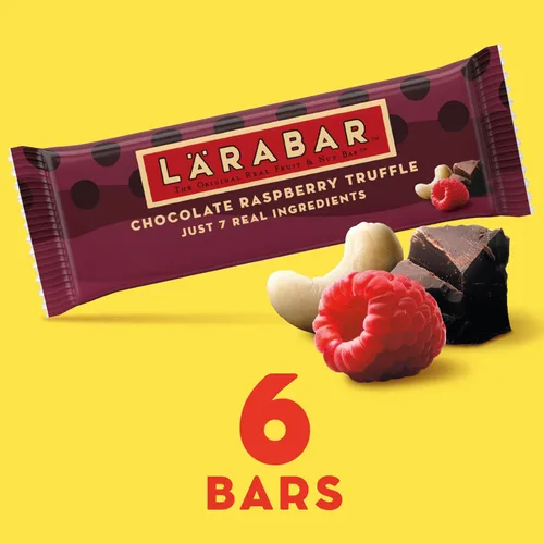 Vista 3 de Larabar Trufa de frambuesa y chocolate, barras de frutas y nueces, sin gluten y veganas, 9.6 onzas, 6 unidades Sin gluten, vegano, sin lácteos