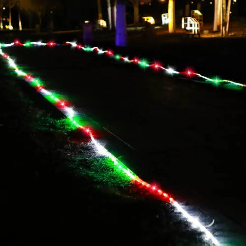 Vista 2 de DINGFU Luces de cuerda LED impermeables de 50 pies y 360 LED, 110V conectables para interiores y exteriores para terraza, patio, piscina, camping