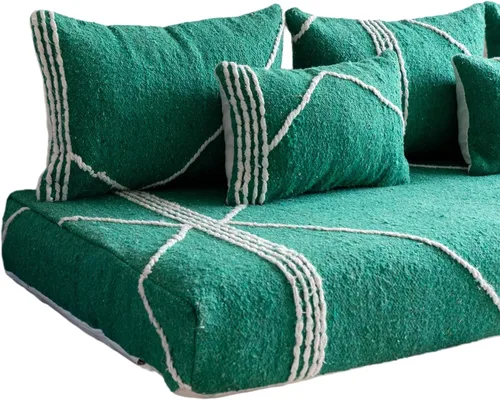 Vista 33 de arabicsofa Sofás de Suelo Coloridos de Estilo Marroquí – Cojines de Suelo Modulares Hechos a Mano (Beige 16, Sofá de Suelo de 4 pies)