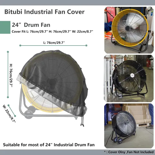 Vista 2 de Bitubi Cubierta de ventilador de tambor industrial, fundas impermeables para ventilador de exterior, compatible con ventilador de tambor industrial