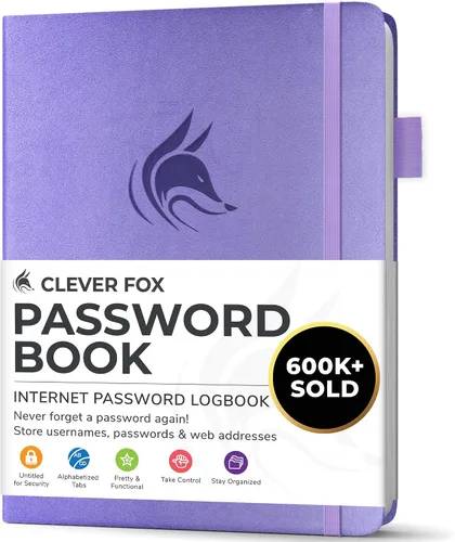 Vista 38 de Clever Fox Libro de contraseñas con pestañas alfabéticas, 4"x5.5" Keeper