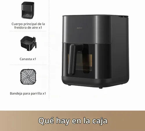 Vista 7 de Mova Freidora de aire FD10Pro, freidora digital grande de 6.3 cuartos de galón con ventana visible, 11 modos de cocción preestablecidos, sistema