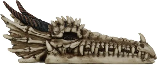 Vista 3 de Ebros Gift Estatuilla de quemador de incienso con cabeza de dragón fósil antiguo rogón gótico medieval Esqueleto Esqueleto Escultura macabra Oso