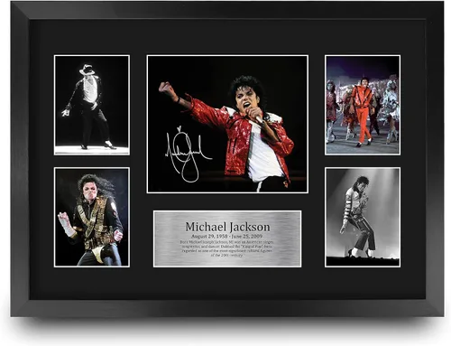 Vista 3 de HWC Trading Colección Michael Jackson 16 x 12 pulgadas Regalos Imagen impresa autografiada para fanáticos de recuerdos de música - 16" x 12