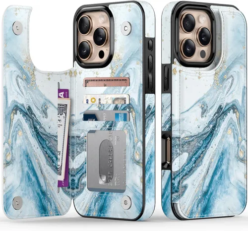 Vista 177 de LETO para iPhone 15 Pro Funda tipo cartera - Tapa tipo folio con patada - Diseños de moda - Tarjetero - Funda protectora para mujeres y niñas - 6.1