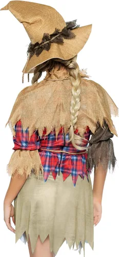 Vista 3 de Leg Avenue Disfraz de espantapájaros de 4 piezas para mujer con vestido, chal, cinturón, sombrero