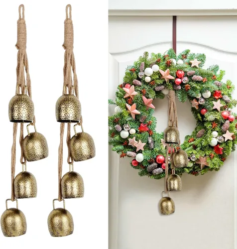 Vista 7 de Campana de vaca para decoración de Navidad, campanas doradas para árbol de Navidad, campanas decorativas, regalos de Navidad