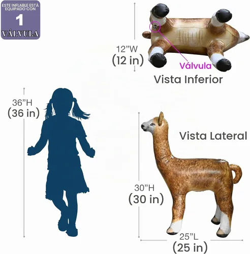 Vista 6 de Jet Creations Regalos inflables de alpaca para fiestas, 30 pulgadas, peluches An-Alpa Hecho de vinilo grueso y duradero con detalles de alpaca