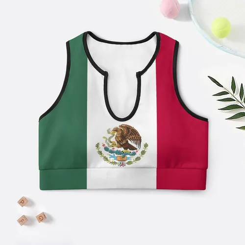 Vista 3 de TAIZIYEAH Camiseta sin mangas de yoga con la bandera de Nicaragua para mujer, camisetas recortadas para correr, brasier deportivo acolchado