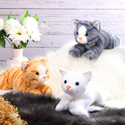 Vista 4 de 3 piezas de peluche de gato de 9 pulgadas, regalo para baby shower, regalos de fiesta, lindos juguetes de peluche para gatos pequeños, suministros