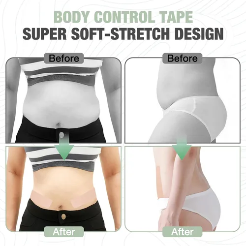 Vista 3 de 20 cintas de vientre precortadas, cinta impermeable de control de abdomen para levantamiento de grasa abdominal y espalda plana, cinta elástica