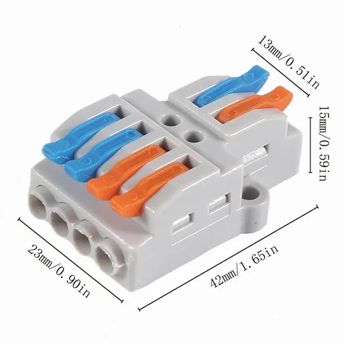 Vista 5 de DIANN 10 piezas de conectores de alambre de palanca 2 en 4 salidas para empalmes en línea de circuito Conector de alambre eléctrico 28-12 AWG 10pcs