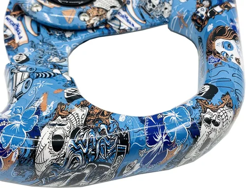 Vista 3 de Volante de carreras con patrón de graffiti, volante plano de Drifting Sim Drift Pc con botón de bocina