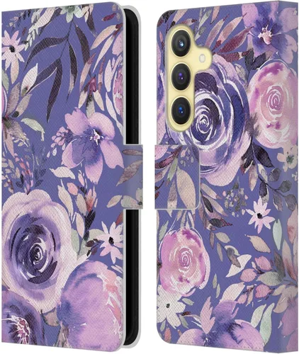 Vista 121 de Head Case Designs Officially Licensed Ninola Abstract Poppies Lilac Floral Leather Wallet Case Compatible with Samsung Galaxy A07 4G