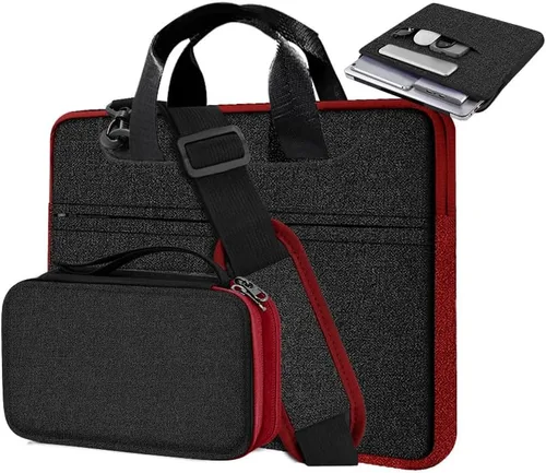 Vista 8 de Maletín para laptop de 15.6 pulgadas con bolsa de cinturón desmontable, compatible con MacBook Pro modelo de 15-16 pulgadas y los portátiles más