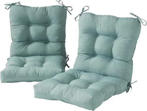Vista 32 de Cojines para silla de exterior con bisagras, diseño de una sola pieza, cojín reversible para asiento y respaldo de patio con lazos, tela de Aloha