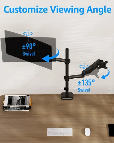 Vista 5 de MOUNTUP Soporte vertical para monitor dual con capacidad para 4.4-17.6 libras, soporte de monitor apilado de hasta 32 pulgadas con brazo de resorte