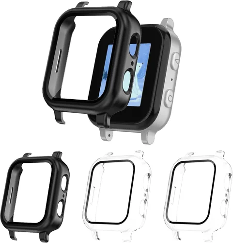 Vista 15 de Paquete de 2 fundas protectoras compatibles con Gabb Watch 3/3e, carcasa rígida de policarbonato duro con protector de pantalla de vidrio templado