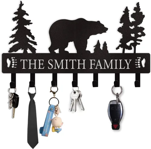 Vista 10 de Dyoart Soporte Personalizado para Llaves con Nombres de Pareja, Soporte de Llaves de Metal Montado en la Pared para Regalos de Inauguración de Casa
