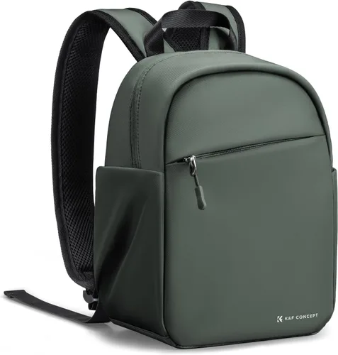 Vista 11 de K&F CONCEPT Mochila para cámara, bolsa ligera para fotógrafos, bolsa de fotografía portátil compatible con Canon/Nikon/Sony, color beige