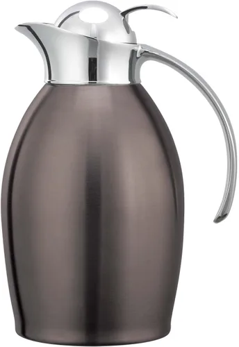 Vista 5 de Service Ideas Nicollet Carafe, Vacuum Insulated, 20oz, Push-button Lid NIC06BSPBBX in 0.6 Liter Black Onyx, Stainless Vacuum Insulated, Stainless