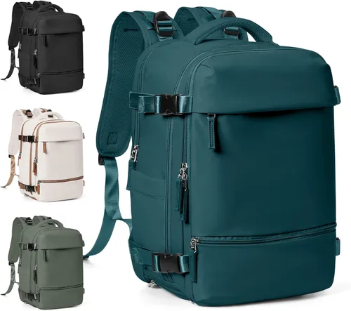 Vista 11 de Mochila de viaje Suwasp para mujer aprobada por aerolíneas, equipaje de mano aprobado para vuelos, mochila para hombre, Negro, Mediana, Moderno