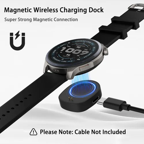 Vista 6 de Cargador USB C Dock para Amazfit T-Rex 3/Balance 2/Helio Strap/Active 3, Base de carga USB-C portátil