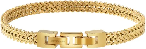 Vista 2 de Geoffrey Beene Mens Stainless Steel Double Franco Chain Bracelet with Extension