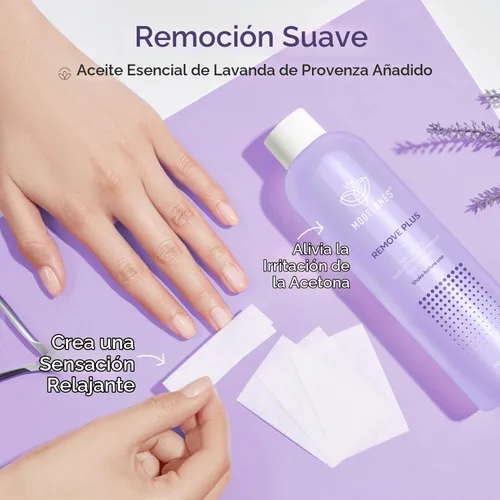 Vista 4 de modelones Removedor de esmalte de uñas de acetona, gel y esmalte de uñas