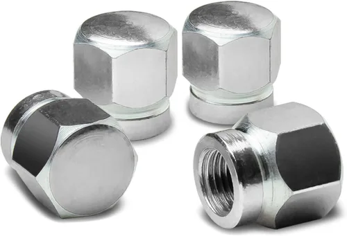 Vista 19 de Auto Dynasty Tapones hexagonales de válvula de neumático de aleación de latón recubierto y pulido de aluminio negro cromado (paquete de 4)