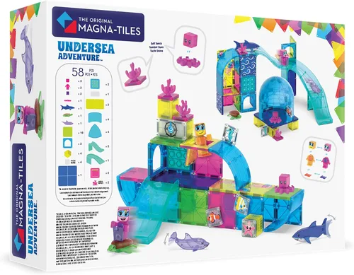 Vista 2 de MAGNA-TILES Undersea Adventure - Juego de construcción magnética de 58 piezas, la marca original de construcción magnética
