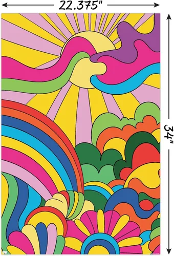 Vista 3 de Trends International Hey Happy - Póster de pared de paisaje psicodélico