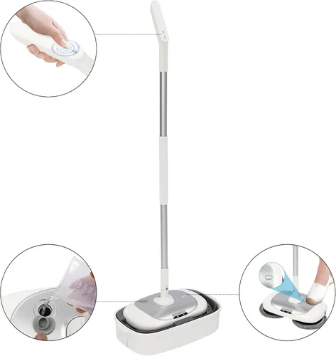 Vista 5 de YIYIBYUS Trapeador eléctrico con un cubo de limpieza, fregona eléctrica inalámbrica para limpieza de pisos, trapeador eléctrico inalámbrico
