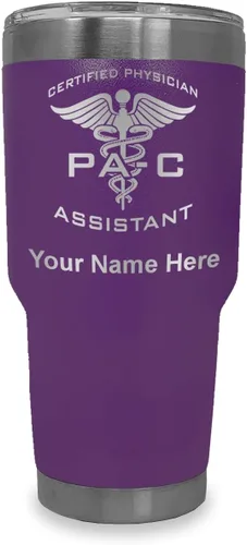Vista 13 de LaserGram Vaso aislado al vacío de 20 onzas, asistente médico certificado PA-C, grabado personalizado incluido (negro)