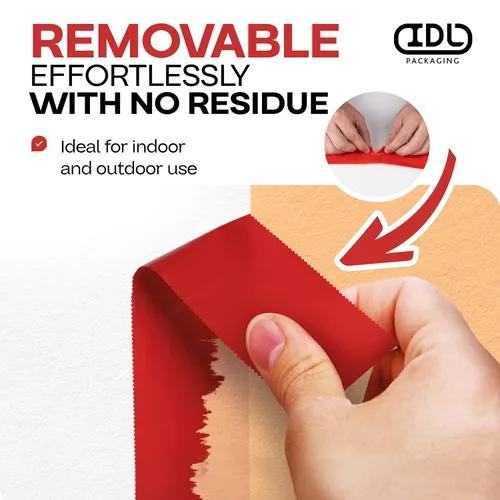 Vista 4 de IDL Packaging Cinta de estuco roja de 2 pulgadas x 60 yardas, 1 rollo, resistente – 60 días de larga duración – Se quita sin dejar rastro
