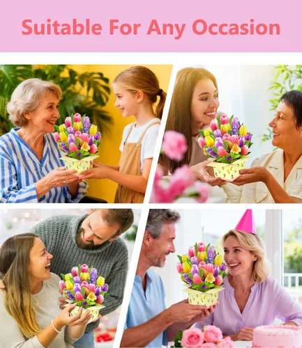Vista 3 de Tarjeta de felicitación de primavera 3D con diseño de tulipanes coloridos para el día de la madre, cumpleaños, Pascua, aniversario, agradecimiento