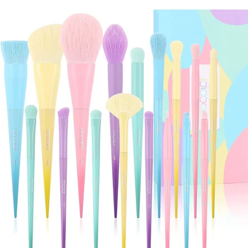 Vista 10 de Docolor brochas de maquillaje 16+3 piezas juego de brochas de maquillaje con bolsa de maquillaje, esponja de maquillaje y almohadilla de limpieza
