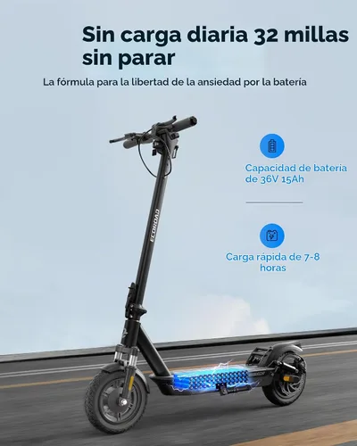 Vista 5 de ECOROAD Scooter eléctrico para adultos, motor de 750 W y 25 MPH y 30-35 millas de largo alcance, neumáticos de 8.5 y 10 pulgadas con doble
