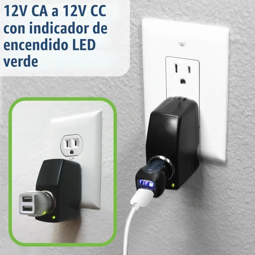 Vista 3 de Cellet Adaptador de CA a CC, convertidor de corriente de 120 V/110 V a 12 V CA/CC, enchufe para encendedor de cigarrillos de automóvil