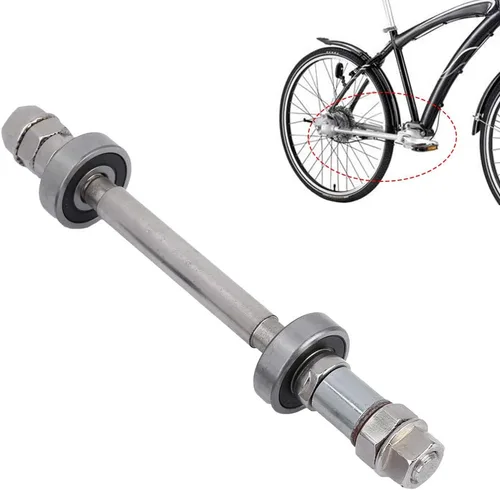 Vista 3 de OUKENS Eje de cubo de rueda de bicicleta, eje de rueda de bicicleta de metal, eje delantero y trasero, palanca de eje sólido, repuesto