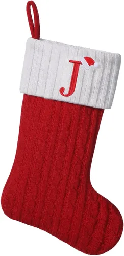 Vista 7 de Medias de Navidad personalizadas de 19 pulgadas con iniciales bordadas, medias de Navidad de punto negro para decoraciones de vacaciones familiares