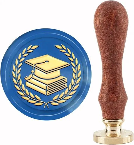 Vista 13 de CRASPIRE Sello de cera para sombrero de graduación, sello de cera de graduación, 1.181 in, retro, vintage, extraíble, latón, cabeza con mango