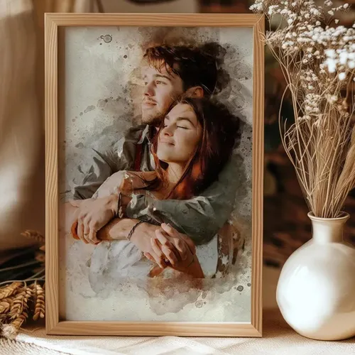 Vista 4 de Noni Retrato de pareja de acuarela personalizado de la foto, foto personalizada para pintar arte de pared, lienzo personalizado para pareja, regalo