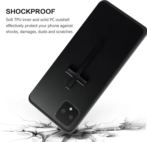Vista 2 de Funda delgada para Google Pixel 4 XL, funda delgada de silicona de TPU suave a prueba de golpes para Google Pixel 4 XL, cruz negra