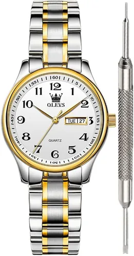 Vista 12 de OLEVS Classic Watches for Women Analog Quartz Watch Stainless Steel Rugged Waterproof Watches Unique Calendar Date Business Wrist Watch